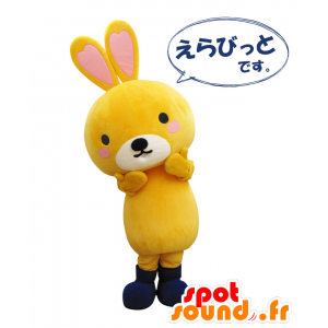 Erabitto mascotte, coniglio arancione e bianco con gli stivali - MASFR25782 - Yuru-Chara mascotte giapponese