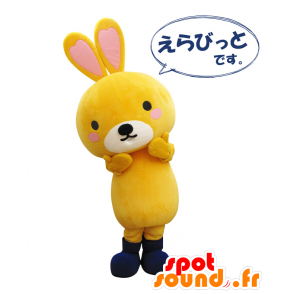 Mascot Erabitto, oranssi ja valkoinen kani saappaat - MASFR25782 - Mascottes Yuru-Chara Japonaises