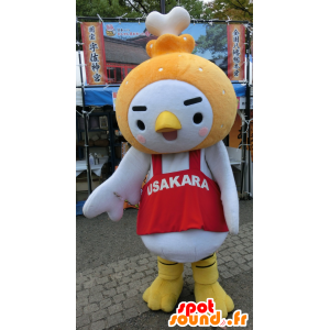 Mascot Usakara, wit en bruin vogel, kip - MASFR25783 - Yuru-Chara Japanse Mascottes