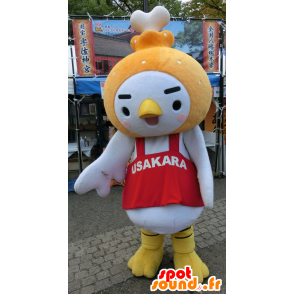 Mascotte Usakara, uccello bianco e marrone, gallina - MASFR25783 - Yuru-Chara mascotte giapponese