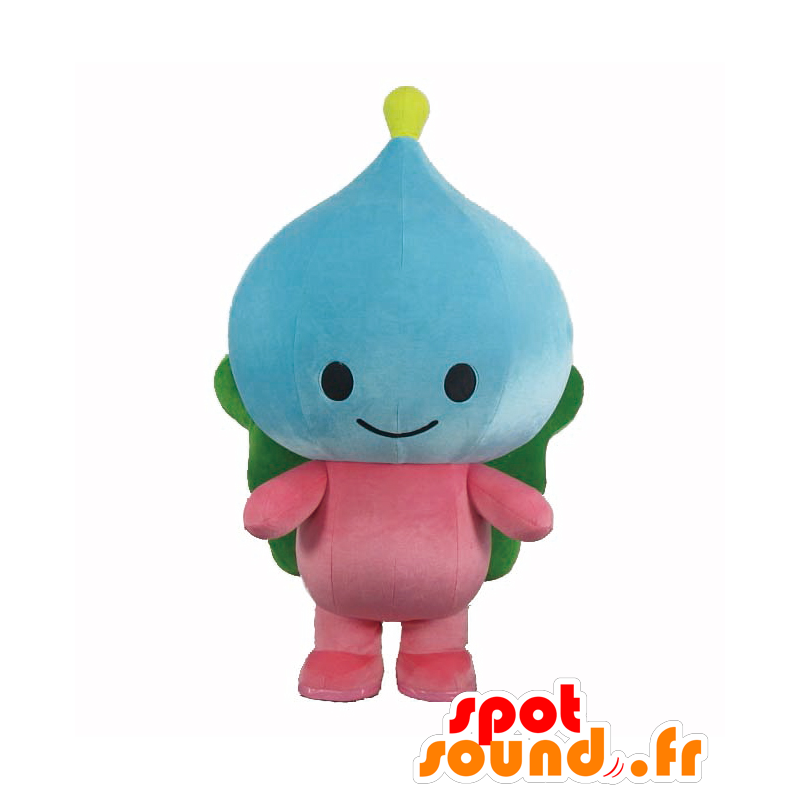 Mascotte de Saniel, bonhomme bleu, rose et vert - MASFR25785 - Mascottes Yuru-Chara Japonaises