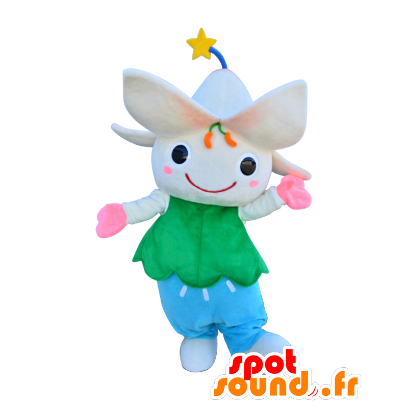 Yuribou mascot, blue flower, white and green - MASFR25788 - Yuru-Chara Japanese mascots