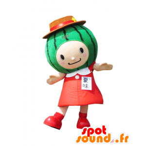 Mascotte de Natsumi-chan de fille avec une tête de pastèque - MASFR25789 - Mascottes Yuru-Chara Japonaises
