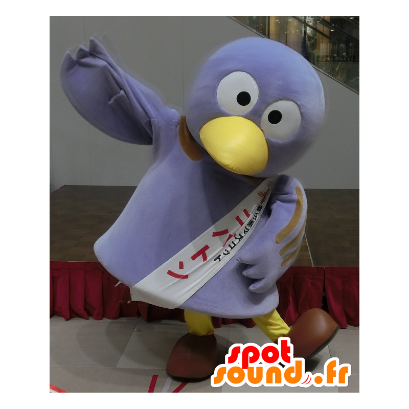 Mascot Kobaton, violetti ja keltainen lintu - MASFR25790 - Mascottes Yuru-Chara Japonaises