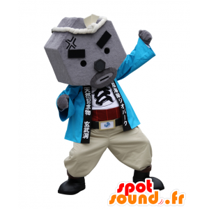 Mascote da Gen-san, homem, pedra, azul e vestido bege - MASFR25793 - Yuru-Chara Mascotes japoneses