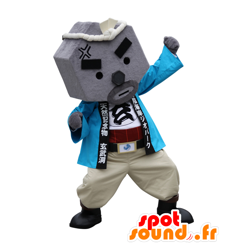 Gen-san mascota, hombre, roca, vestido de azul y beige - MASFR25793 - Yuru-Chara mascotas japonesas