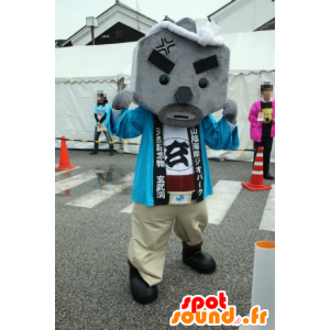 Gen-san-Maskottchen, Mensch, Stein, blau und beige Kleid - MASFR25793 - Yuru-Chara japanischen Maskottchen