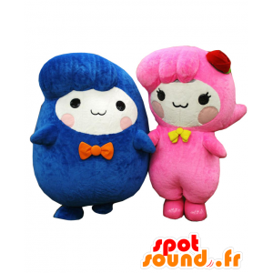 Mascots of Arab and Arami, two characters, one blue and one pink - MASFR25794 - Yuru-Chara Japanese mascots
