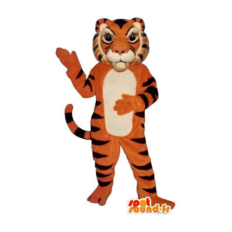 Orange tiger maskot, svart og hvitt - MASFR006830 - Tiger Maskoter