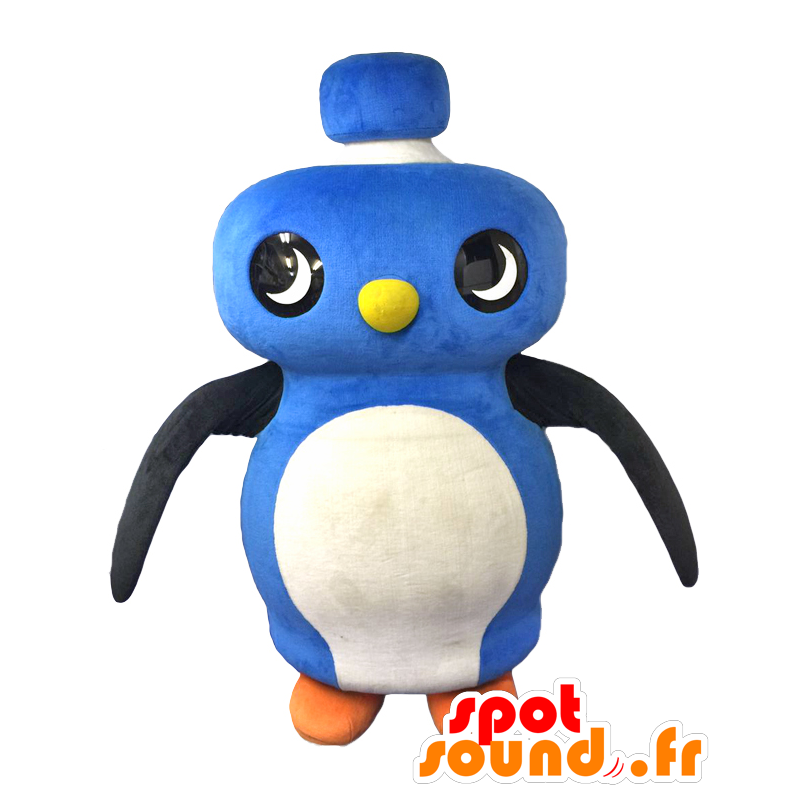 Mascotte de Chaplin, de pingouin bleu, blanc et noir, d'oiseau - MASFR25799 - Mascottes Yuru-Chara Japonaises