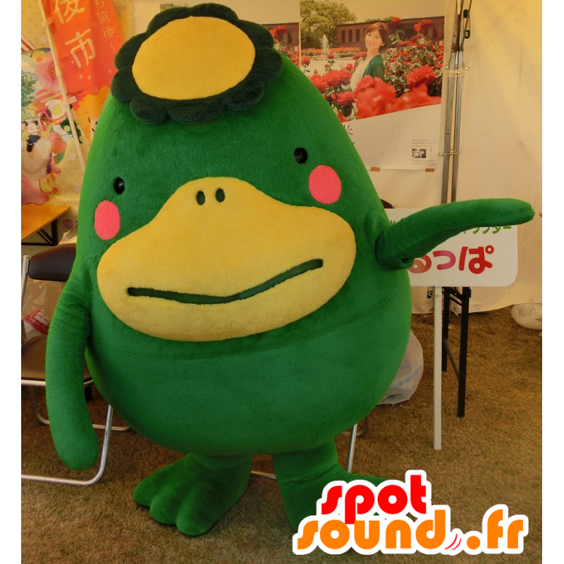 Mascot of Kurume, green and yellow duck, plump and funny - MASFR25807 - Yuru-Chara Japanese mascots