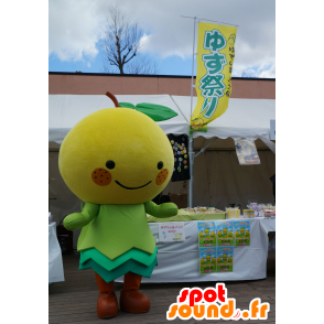 Mascot Yuzurin, appel geel, groen en oranje - MASFR25811 - Yuru-Chara Japanse Mascottes