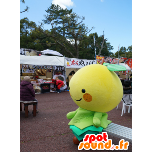 Yuzurin mascot, yellow apple, green and orange - MASFR25811 - Yuru-Chara Japanese mascots