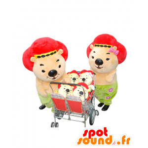Mascottes de la Famille Fukumaru, 2 castors, avec leurs bébés - MASFR25813 - Mascottes Yuru-Chara Japonaises