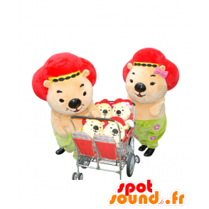 Maskottchen der Fukumaru Familie, 2 Biber, mit Babys - MASFR25813 - Yuru-Chara japanischen Maskottchen