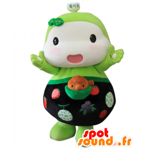 Mascot Kikunon, grønn og hvit mann, til forbauselse - MASFR25816 - Yuru-Chara japanske Mascots