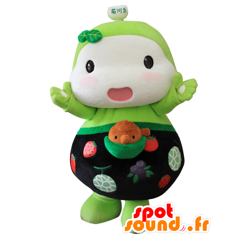 Mascot Kikunon, groen en wit man, tot verbazing - MASFR25816 - Yuru-Chara Japanse Mascottes