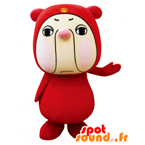 Maskot Mega Sato, snögubbe, hund, med en röd outfit - Spotsound