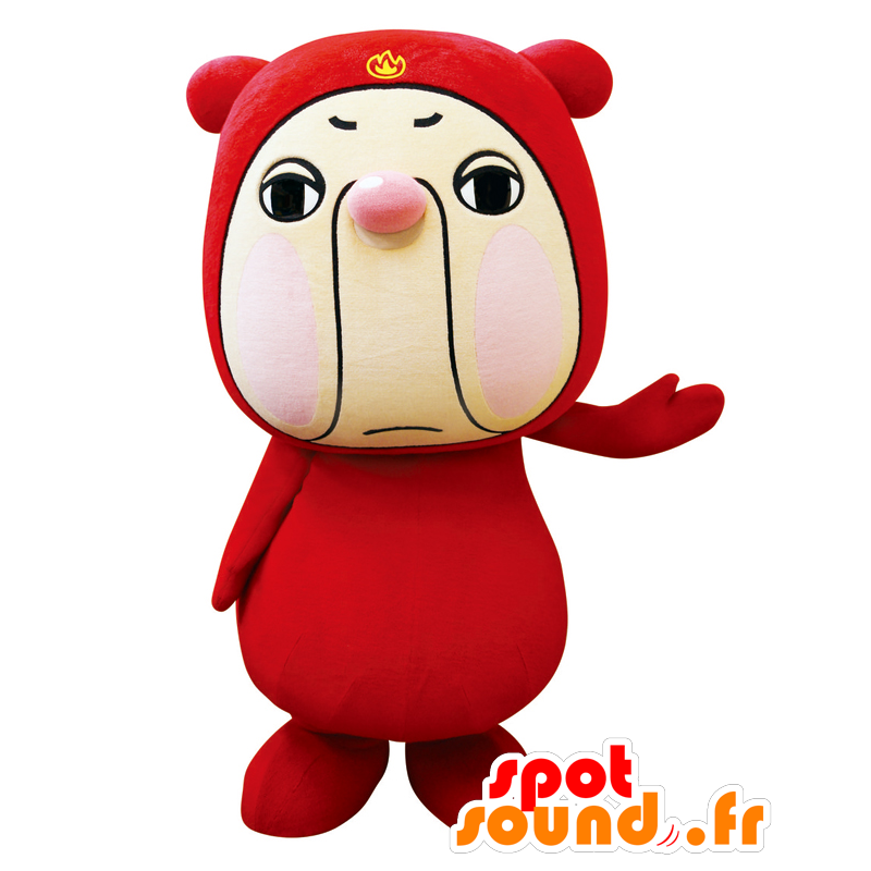 Maskot Mega Sato, snögubbe, hund, med en röd outfit - Spotsound