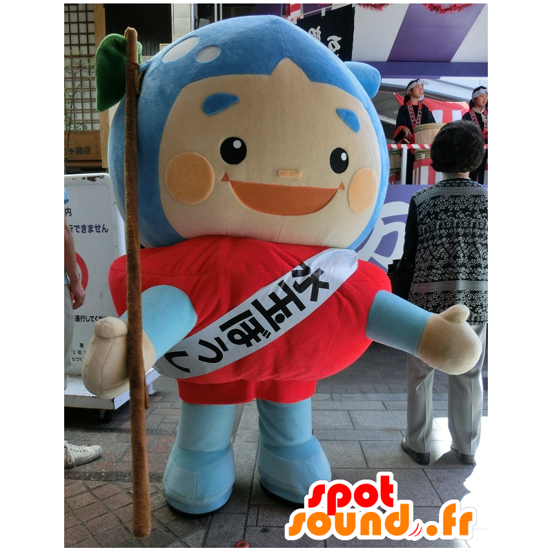 Polka Dot mascot, blue and red guy, all smiles - MASFR25821 - Yuru-Chara Japanese mascots