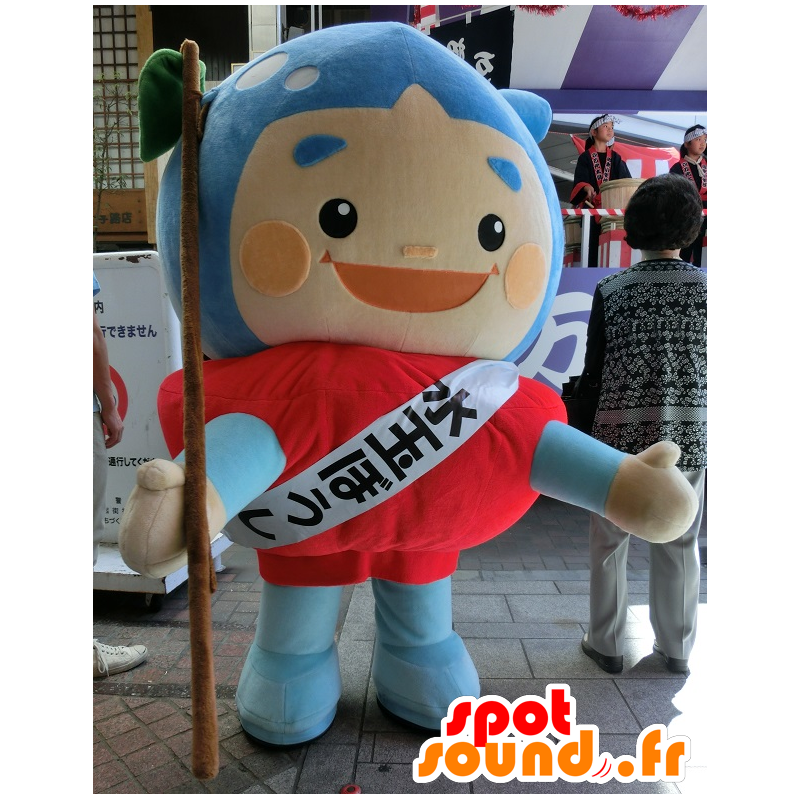 Polka-Punkt-Maskottchen, blau und rot guy, alle lächelt - MASFR25821 - Yuru-Chara japanischen Maskottchen