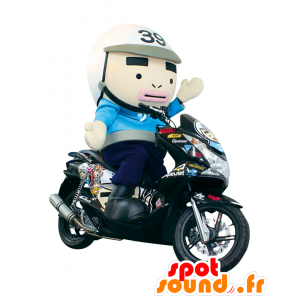 Maskot 39 dreng, motorcykel, politibetjent, i uniform -