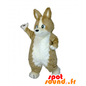 Mascotte de Coater, de chien marron et blanc, doux et poilu - MASFR25826 - Mascottes Yuru-Chara Japonaises