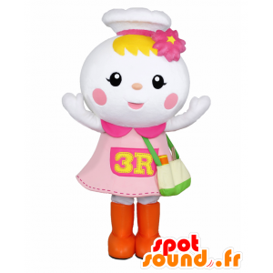 Maskot Ekororu, růžové a bílé barvy dívka - MASFR25828 - Yuru-Chara japonské Maskoti