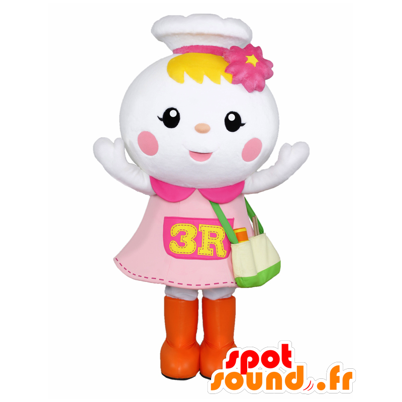 Ekororu mascot, pink and white colored girl - MASFR25828 - Yuru-Chara Japanese mascots