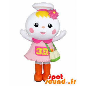 Mascot Ekororu, roze en wit gekleurde meisje - MASFR25828 - Yuru-Chara Japanse Mascottes