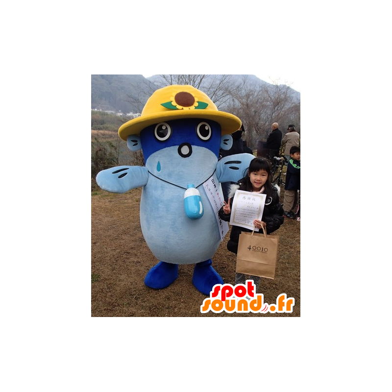Mascotte de Shimatchi, poisson, anguille bleue avec un chapeau - MASFR25830 - Mascottes Yuru-Chara Japonaises