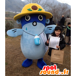 Mascotte de Shimatchi, poisson, anguille bleue avec un chapeau - MASFR25830 - Mascottes Yuru-Chara Japonaises