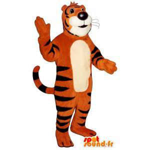 Orange tiger maskot stribet med sort - Spotsound maskot kostume