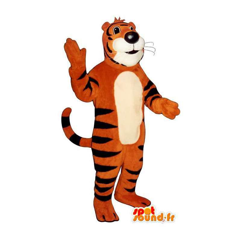 Oranje tijger gestreepte zwarte mascotte - MASFR006834 - Tiger Mascottes