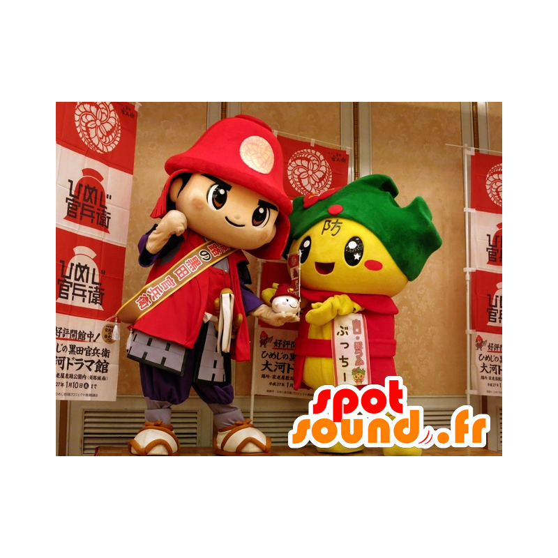 Mascots and Butchi Kanbee, samurai and yellow teddy - MASFR25832 - Yuru-Chara Japanese mascots