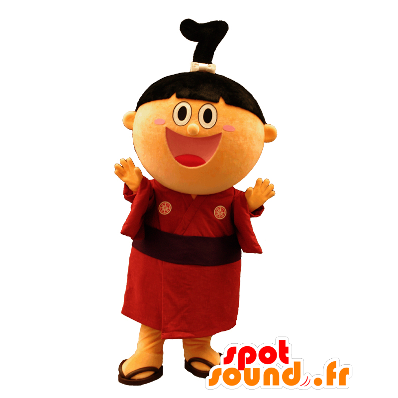 Zurarito mascotte, donna asiatica, con un kimono rosso - MASFR25836 - Yuru-Chara mascotte giapponese