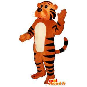 Maskottchen-orange Tiger gestreift schwarz. Tiger-Kostüm - MASFR006835 - Tiger Maskottchen