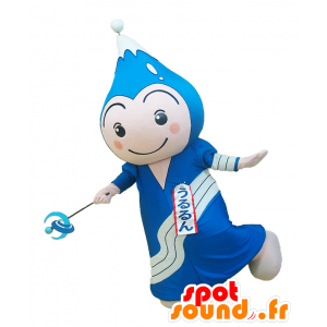 Mascot Ururun, blauw en wit man met een berg - MASFR25848 - Yuru-Chara Japanse Mascottes