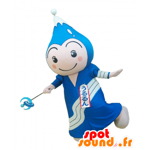 Mascot Ururun, homem azul e branco com uma montanha - MASFR25848 - Yuru-Chara Mascotes japoneses