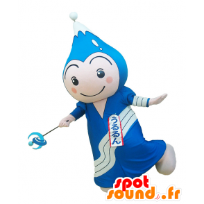 Mascot Ururun, blå og hvit mann med et fjell - MASFR25848 - Yuru-Chara japanske Mascots