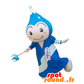 Ururun mascotte, uomo blu e bianco con una montagna - MASFR25848 - Yuru-Chara mascotte giapponese