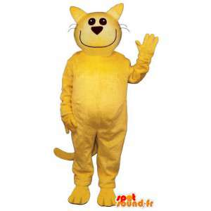 Yellow cat maskot s úsměvem - všechny velikosti - MASFR006836 - Cat Maskoti