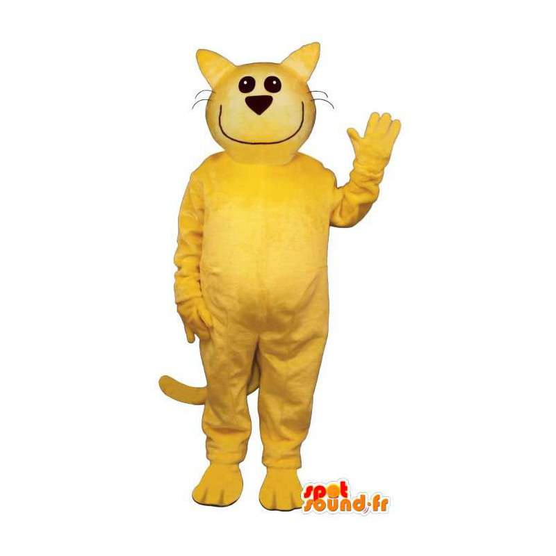 Gelbe Katze Maskottchen lächelnd - alle Größen - MASFR006836 - Katze-Maskottchen