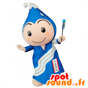 Mascot Ururun, blå og hvit mann med et fjell - MASFR25848 - Yuru-Chara japanske Mascots