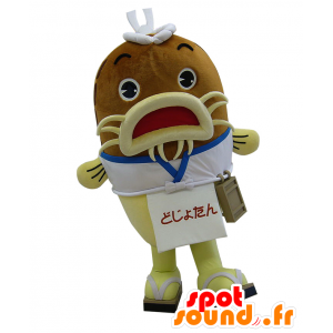 Mascot Dojo-tan, bruin en geel vis, reuze - MASFR25849 - Yuru-Chara Japanse Mascottes