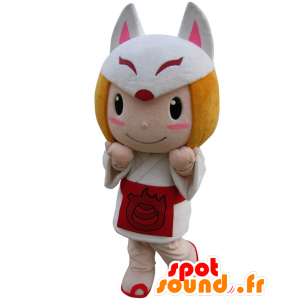 Mascot Koko-chan menina com um lobo branco - MASFR25850 - Yuru-Chara Mascotes japoneses