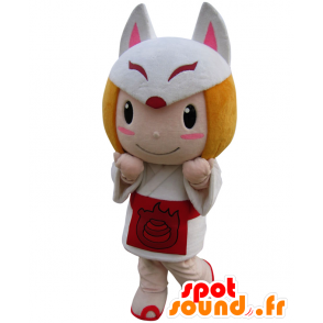 Mascot Koko-chan menina com um lobo branco - MASFR25850 - Yuru-Chara Mascotes japoneses