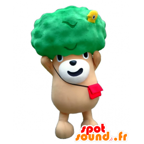 Mascot Midorino, bamse, brunt og grønt træ - Spotsound maskot
