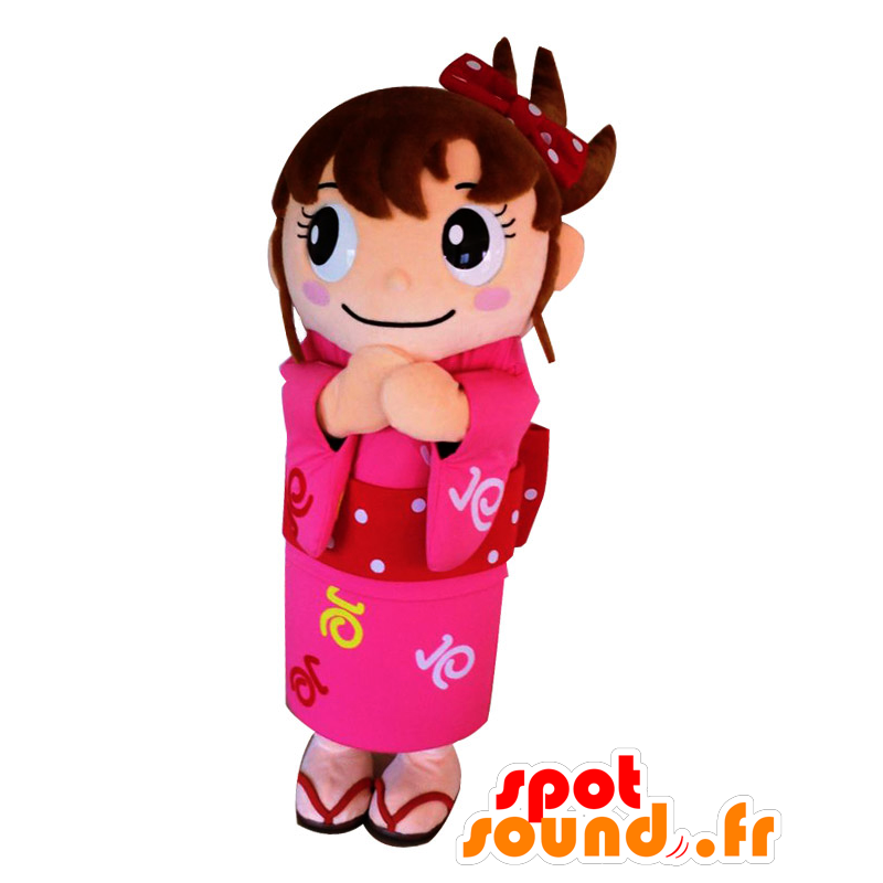 Mascot Daiko, tyttö kaunis vaaleanpunainen mekko - MASFR25852 - Mascottes Yuru-Chara Japonaises