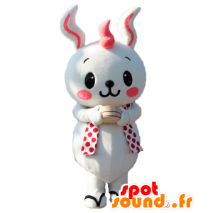 Beppyon maskot, kanin hvit og rosa polka dot - MASFR25853 - Yuru-Chara japanske Mascots